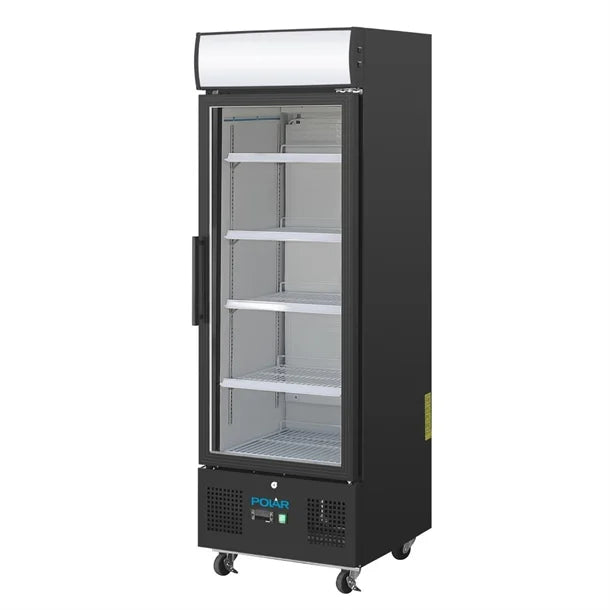 Polar G-Series Upright Display Fridge 218Ltr Black - 240W. Black finish. R600a
