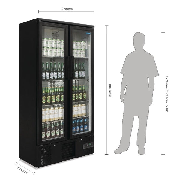 Polar G-Series Upright Back Bar Cooler with Hinged Doors 490Ltr - 400W. Hinged doors. R600a