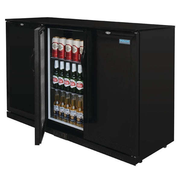 Polar G-Series 900mm Triple Solid Door Back Bar Cooler in Black 330Ltr - Height: 900mm. 350W. Three solid doors