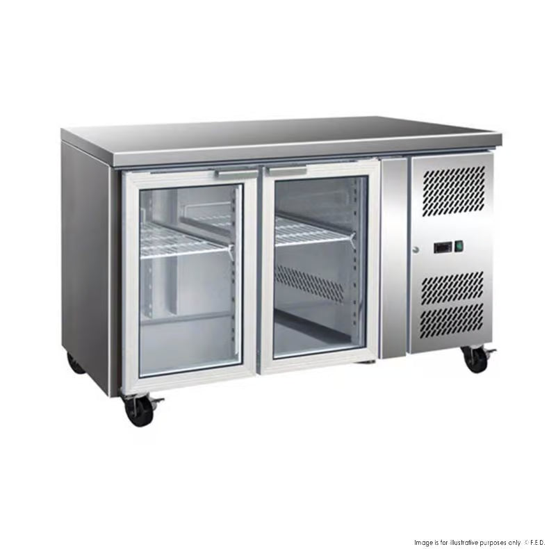 Thermaster GN2100TNG 2 Glass Door Bench Fridge 313L W1360