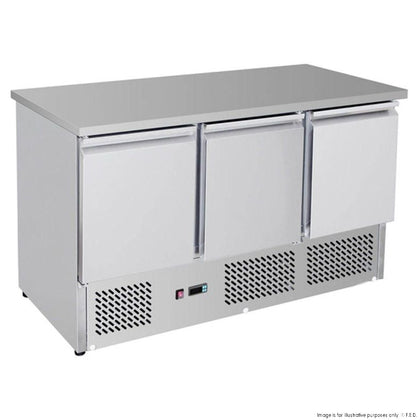 Thermaster GNS1300B Three Door Compact Workbench Fridge 400L 1368mmW