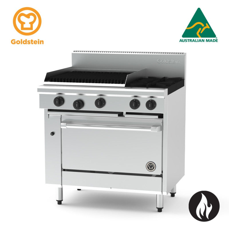 Goldstein PF24Q228FF-X - 2 Burners with 610mm Chargrill & 700mm Fan Forced Gas Oven