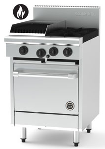 Goldstein PF12Q220E-X - 2 Burner with Chargrill & 500mm Static Fan Forced Oven