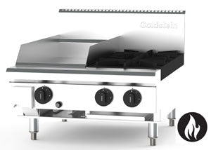 Goldstein PFB12Q2-X - 2 Burner and 305mm CharGrill Gas Cooktop