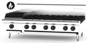 Goldstein PFB12Q6-X - 6 Burner and 305mm CharGrill Gas Cooktop