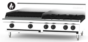 Goldstein PFB24Q4-X - 4 Burner and 610mm CharGrill Gas Cooktop