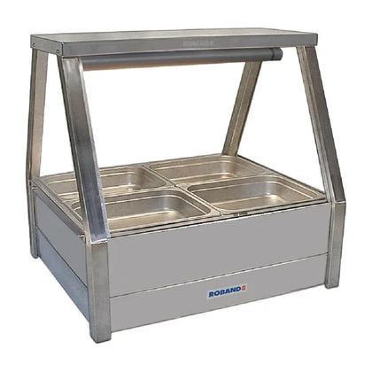 Roband E22 Row Straight Glass Hot Food bar Display 4 x 1 / 2 size 65mm