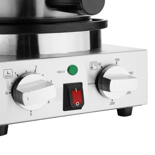 Apuro Round Belgian Waffle Maker - 1kW. Makes up to 30x 180mm diameter waffles/hr