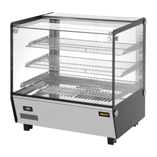 Apuro Square Countertop Heated Display Merchandiser 120Ltr - 1.1kW. Width: 678mm. 3 shelves