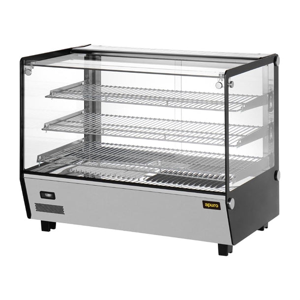 Apuro Square Countertop Heated Display Merchandiser 160Ltr - 1.5kW. Width: 856mm. 3 shelves