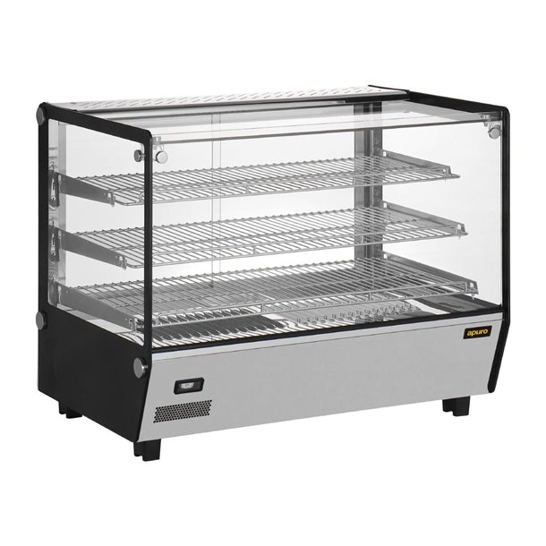 Apuro Square Countertop Heated Display Merchandiser 160Ltr - 1.5kW. Width: 856mm. 3 shelves