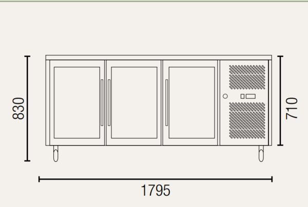 Exquisite USC400G Three Glass Doors Underbench Storage Refrigerators