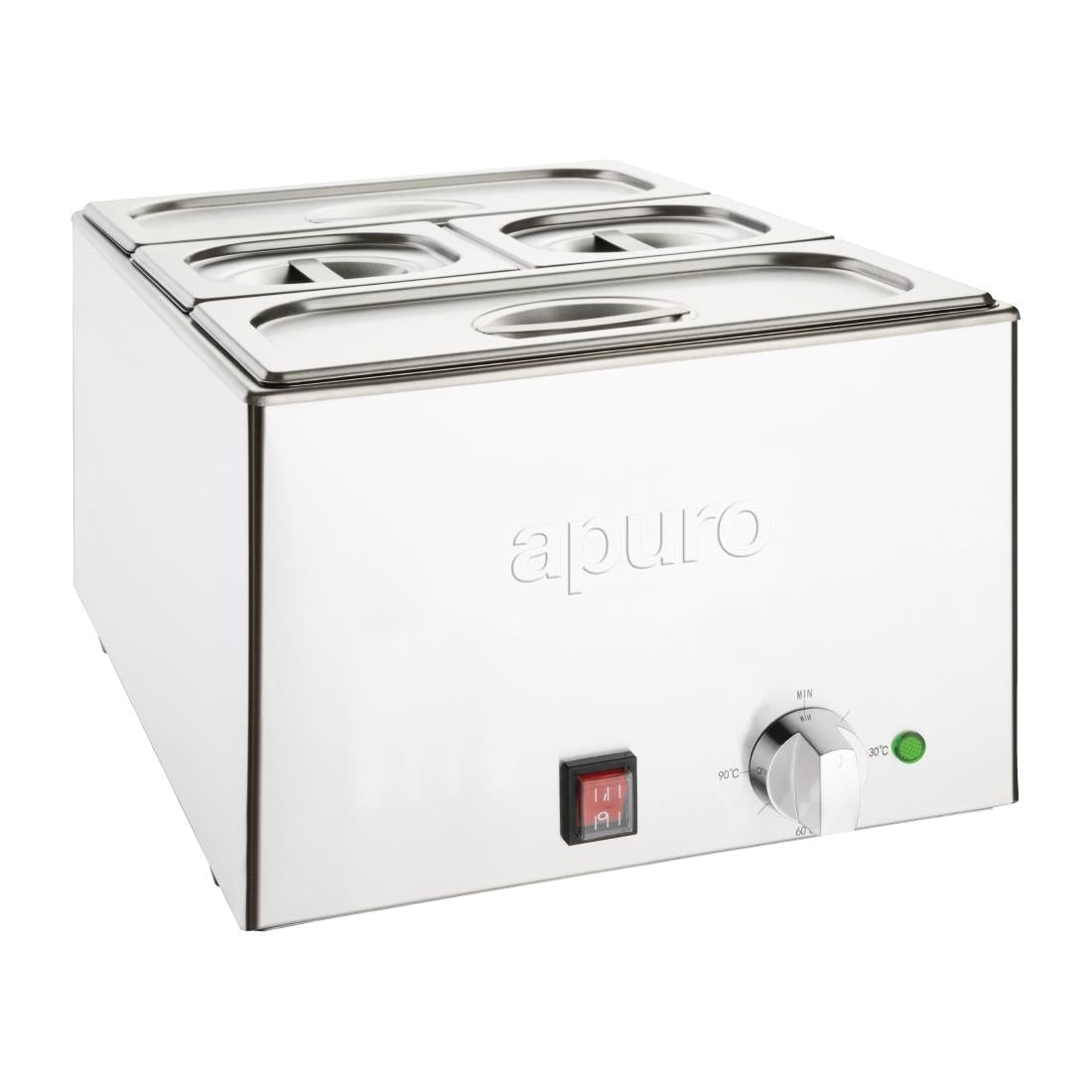 Apuro FT691-A Bain-Marie with Pans 2x1/3 & 2x1/6 Pans 150mm Deep Inc Lids