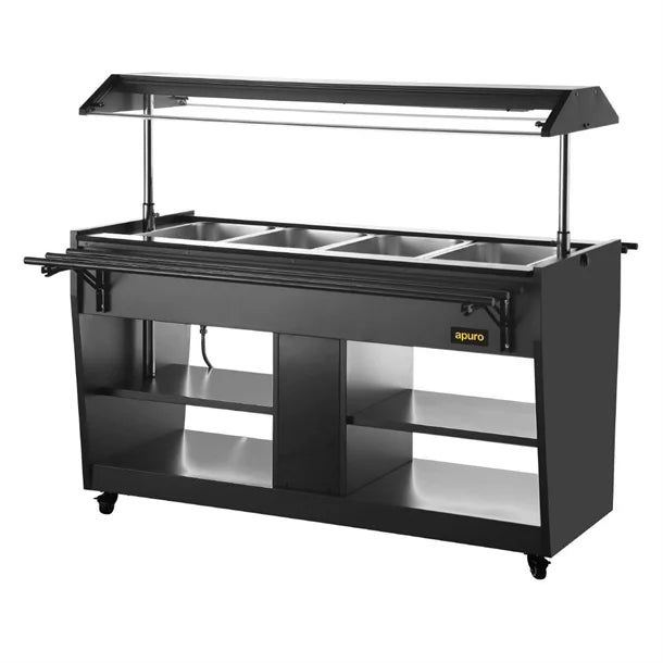 Apuro Heated Buffet Bar Black - 2kW | Capacity: 4x 1/1GN