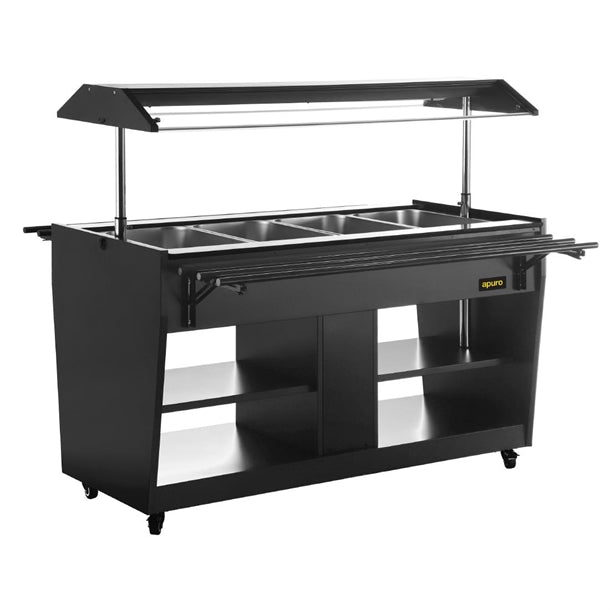 Apuro Heated Buffet Bar Black - 2kW | Capacity: 4x 1/1GN