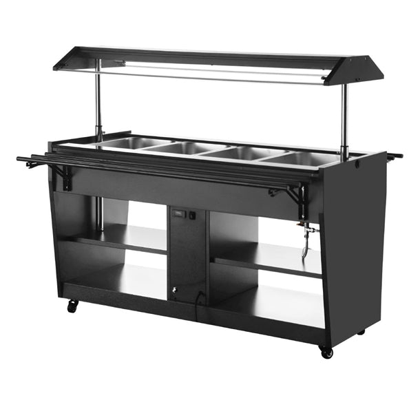Apuro Heated Buffet Bar Black - 2kW | Capacity: 4x 1/1GN