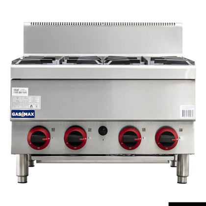 GASMAX JUS-TR-4BLPG Benchtop LPG 4 Burner Cooktop with Splashback