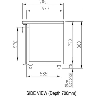 Turbo Air KUR9-1-N(HC) 900mm One Door Under Counter Bench Fridge 198L