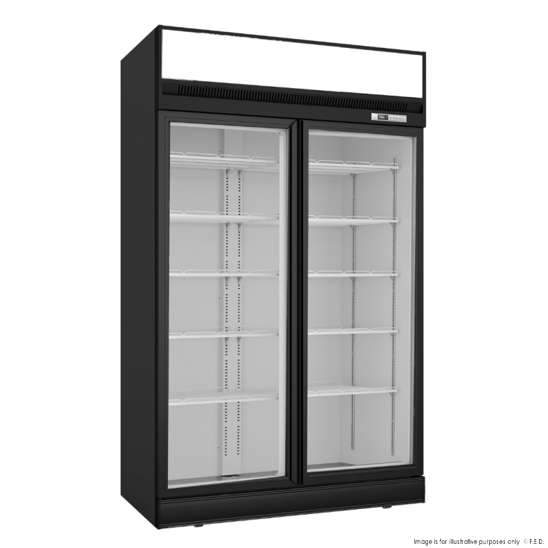 Thermaster Black Upright Double Glass Door Freezer - LG-1006DF - Catering Sale