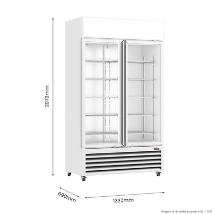Thermaster LG-1200P Large Two Glass Door Colourbond Upright Drink Fridge