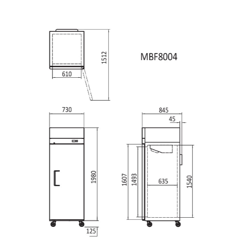 ATOSA MBF8004 Top Mounted Single Door Fridge 670L 730mm