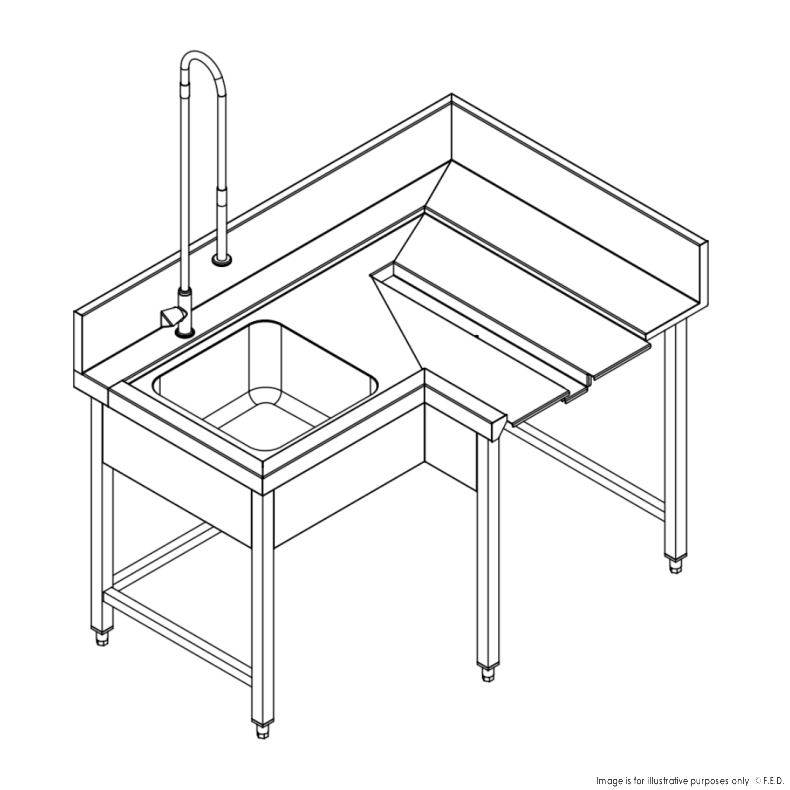 Fagor Pre-Rinsing Sink Bench w/ Introductor of Baskets MCFD-1000I