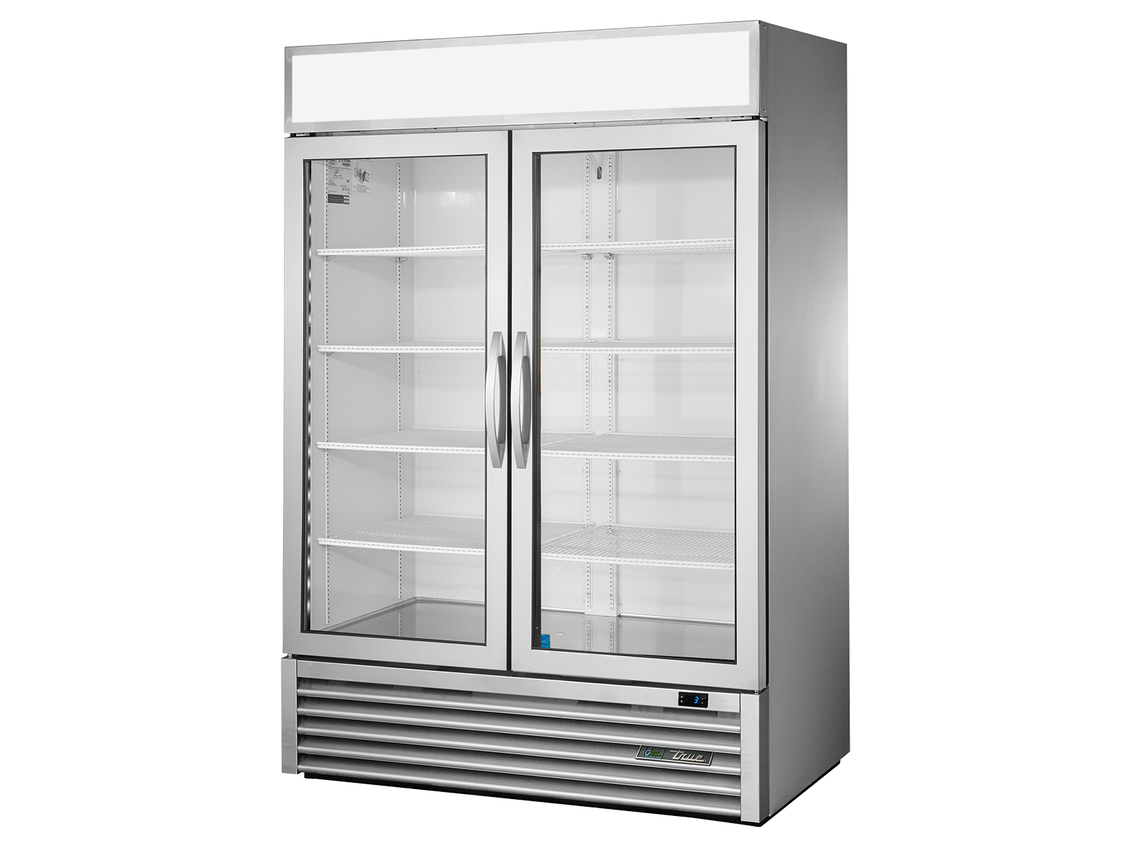 True - Upright Retail Merchandiser Refrigerator, 2 Full Glass Swing Doors