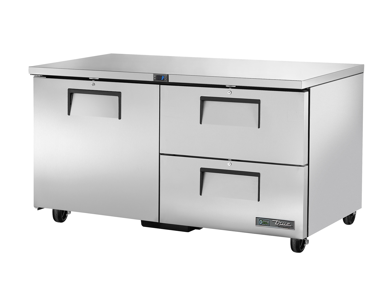 True - Undercounter Foodservice Refrigerator, 2 Drawers + 1 Solid Swing Door