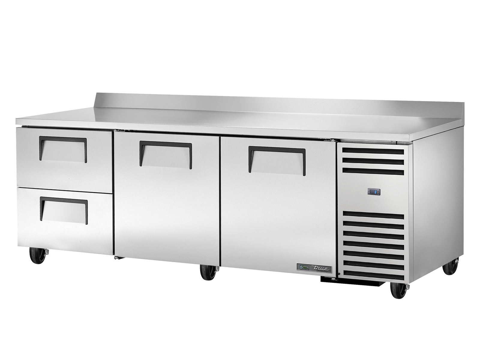 True - Deep Worktop Counter Refrigerator, 2 Drawers + 2 Solid Swing Doors