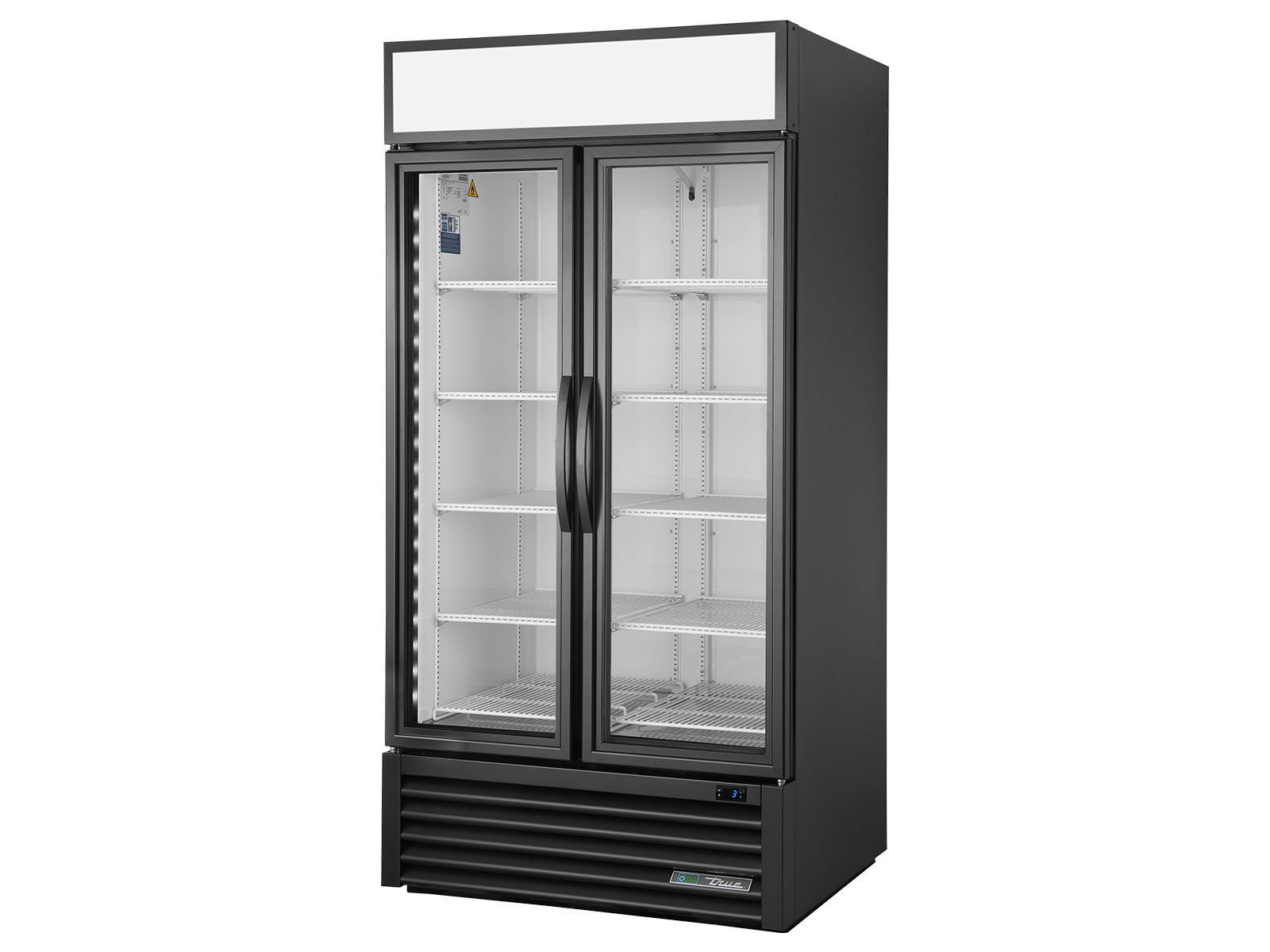 True - Upright Retail Merchandiser Refrigerator, 2 Full Glass Swing Doors