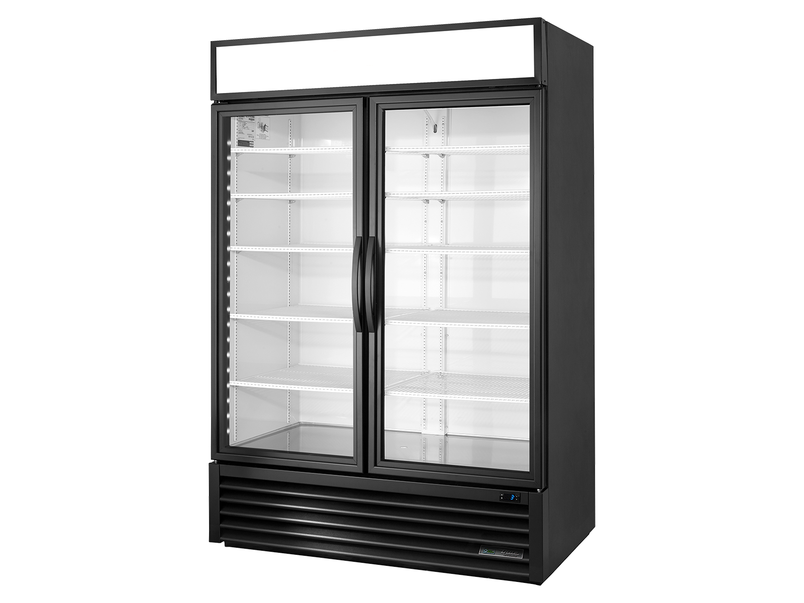 True - Upright Retail Merchandiser Refrigerator, 2 Full Glass Swing Doors