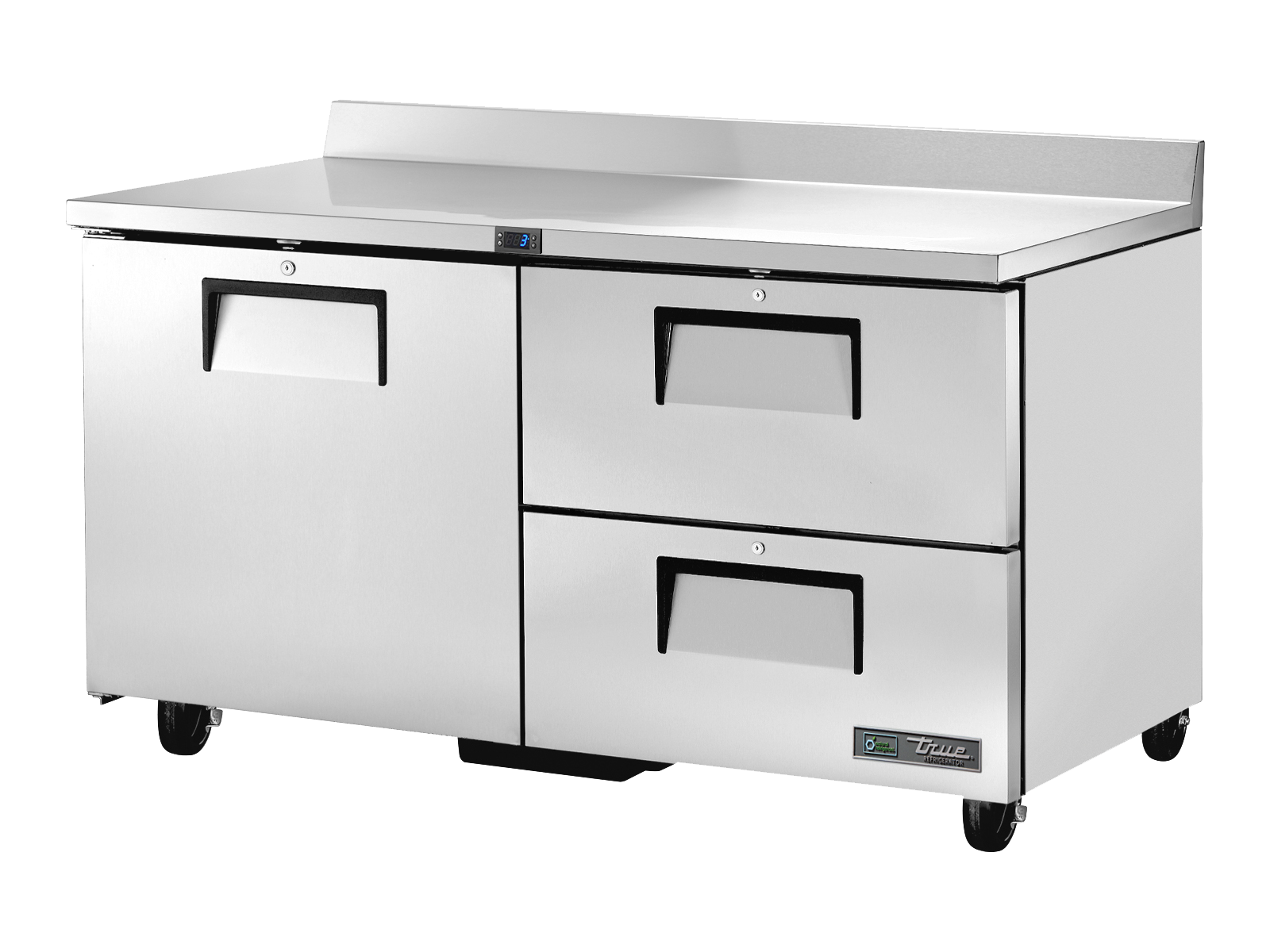 True - Worktop Counter Refrigerator, 2 Drawers + 1 Solid Swing Door