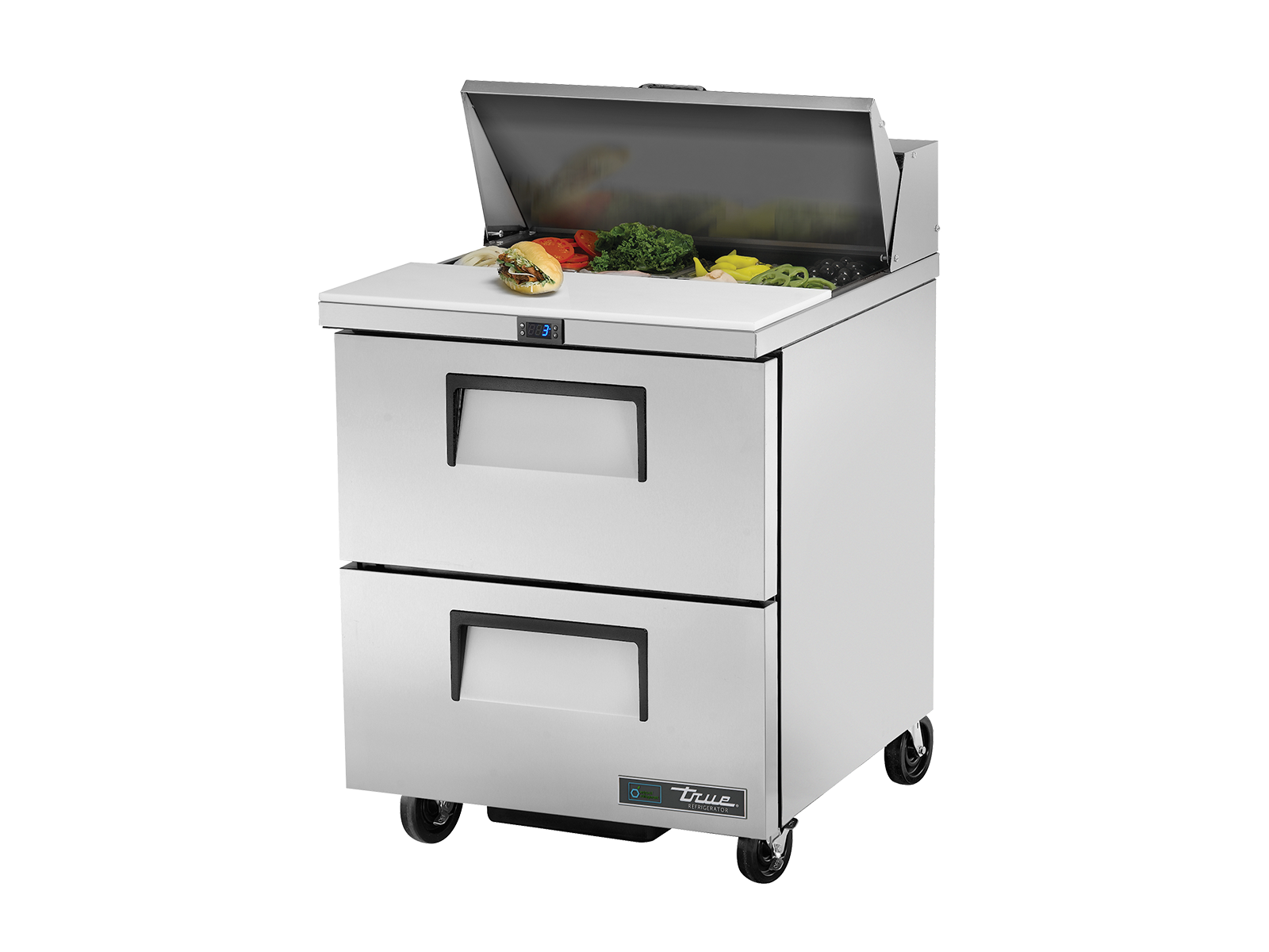 True - Prep Table, 8x 1/6 Top Pans, 2 Drawers