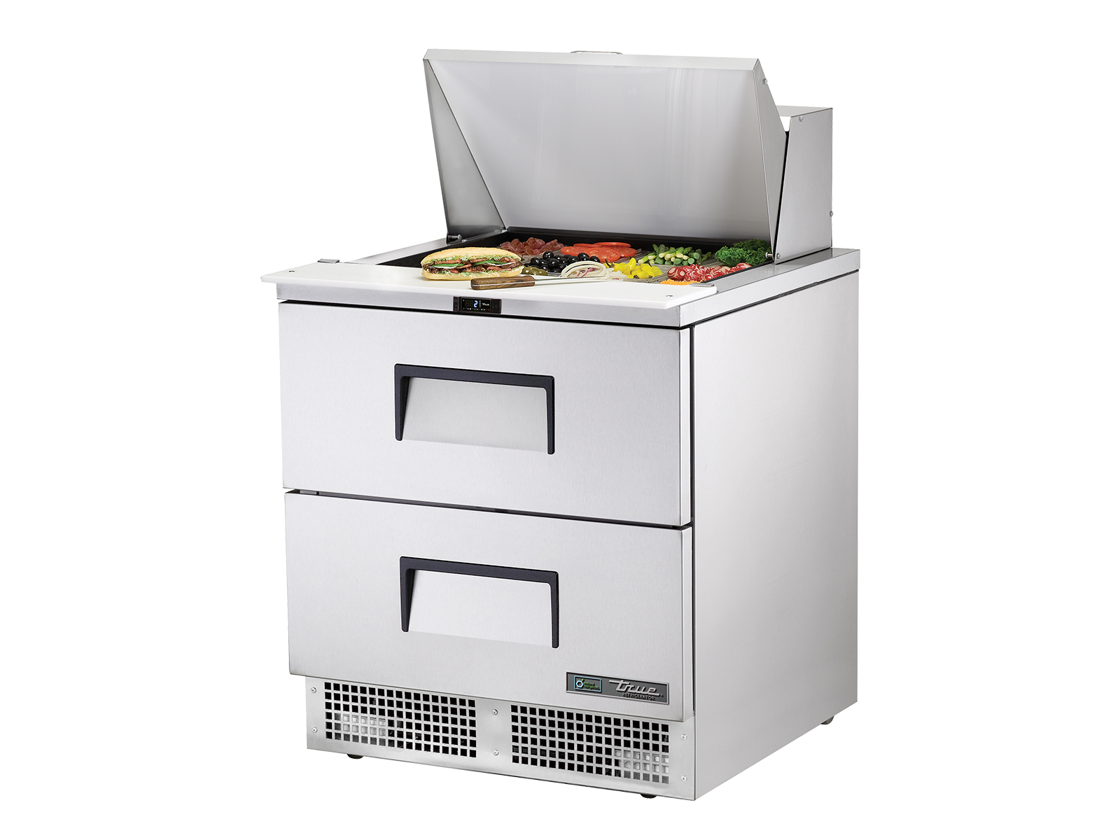 True - Prep Table, 12x 1/6 Top Pans, 2 Drawers