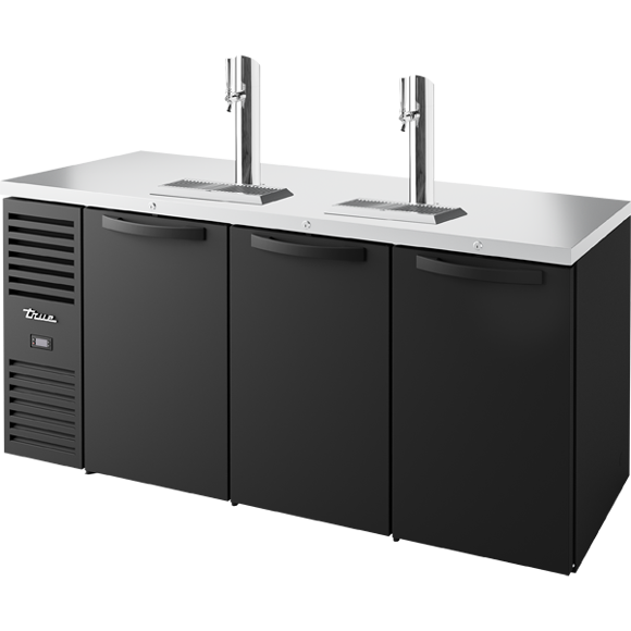 True - Keg Chiller / Dispenser, Black Ext, 3 Solid Swing Doors
