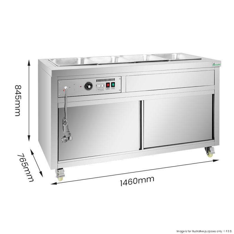Thermaster Premium Wet and Dry Bain Marie Food Display 4x1/1 GN Pans PG150FE-XB - Catering Sale