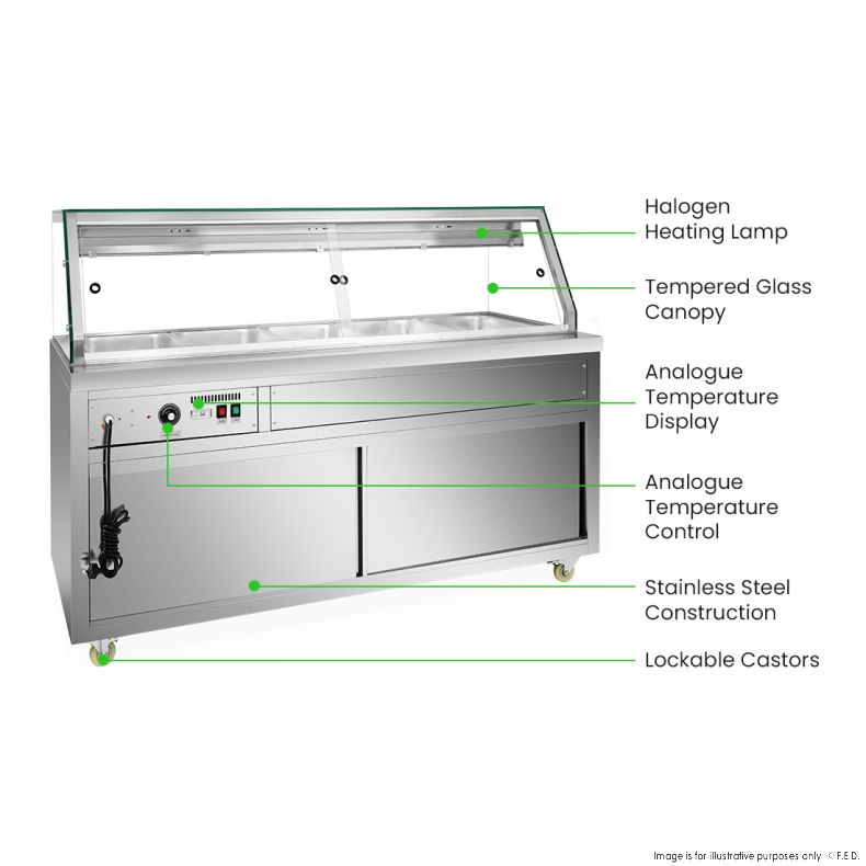 Thermaster Wet and Dry Bain Marie Display 5x1/1 GN Pans - PG180FE-XG - Catering Sale
