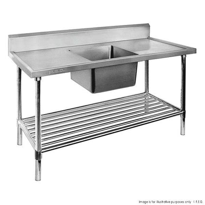 FED SSB6-1500C/A_Undershelf Premium Stainless Steel Single Sink Bench / W1500-D600-H900 mm