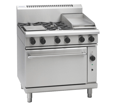 Waldorf / RNL8613GC_LPG / 900mm Gas Range Convection Oven Low Back Version - 4 burner cooktop range with 300mm griddle (162MJ, LPG) / 277kg / W900 x D805 x H972 / 1Y Warranty