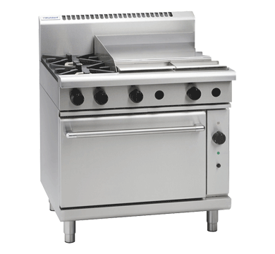 Waldorf / RNL8616GC_LPG / 900mm Gas Range Convection Oven Low Back Version - 2 burner cooktop range with 600mm griddle (126MJ, LPG) / 277kg / W900 x D805 x H972 / 1Y Warranty