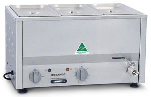 Roband BM2C Counter Top Bain Marie - 3 x 1/3 size 150 mm pans & lids