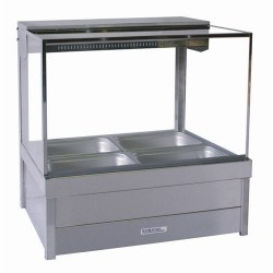 Roband S22RD 4 Pans Square Glass Hot Food Display Bars with Sliding Door