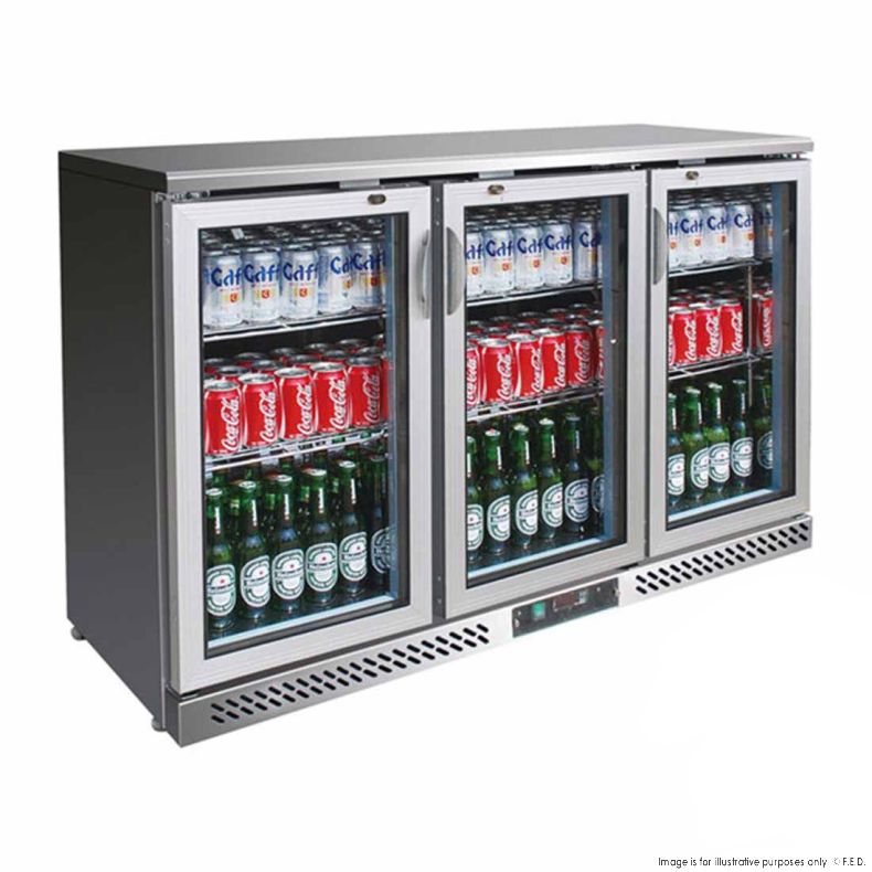 FED SC316SG Three Door Stainless Steel Bar Cooler 320L