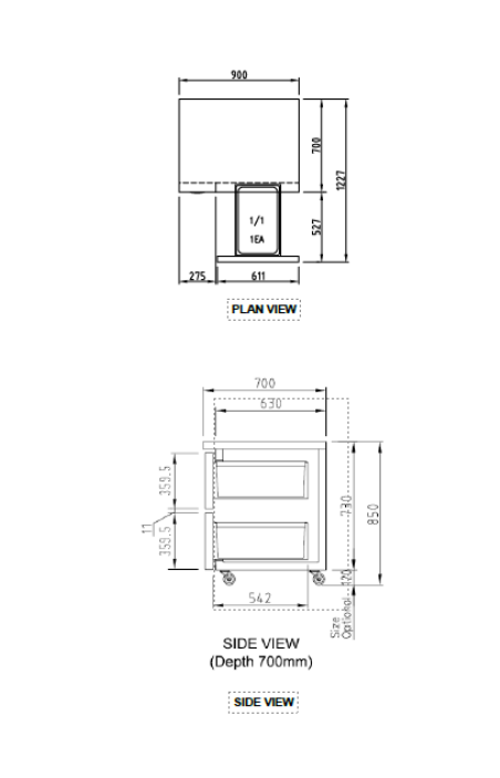 Turbo Air KUR9-2D-2-N(HC) 900mm Under Bench Fridge 2 Drawers 198L