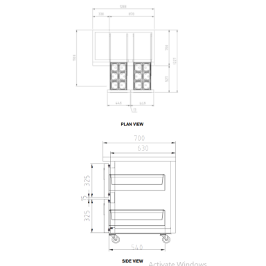 Turbo Air KUR12-2D-2-N(HC) 1200mm Under Bench Drawer Fridge 1 Door 2 Drawer 311L
