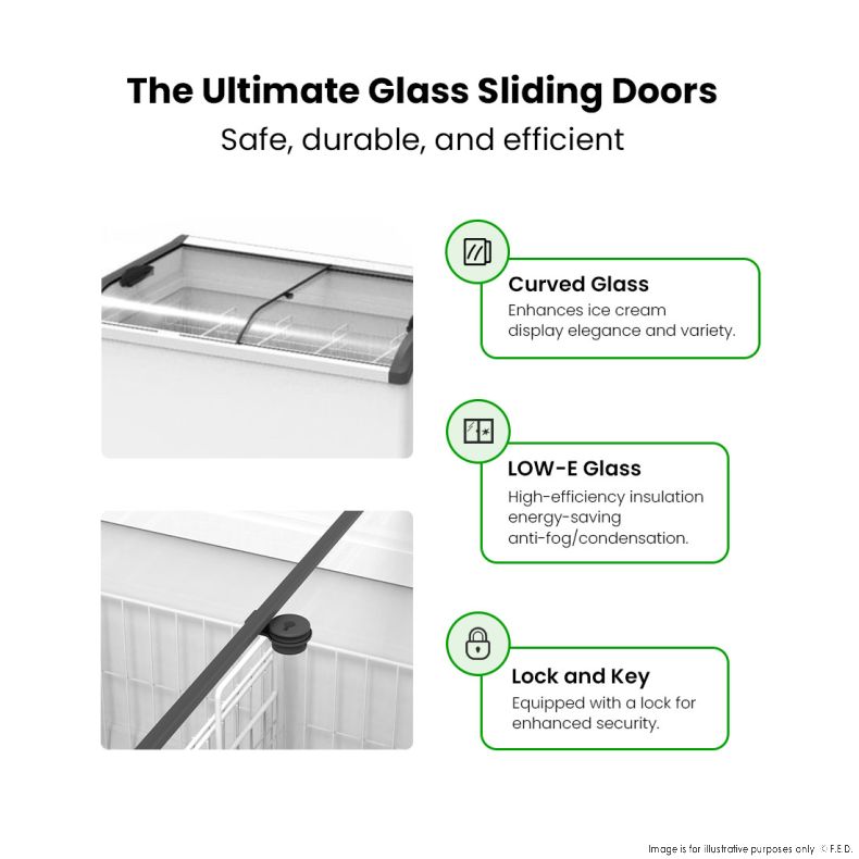 Thermaster Heavy Duty Supermarket Glass Sliding Lid Freezers 406L - SD-406K