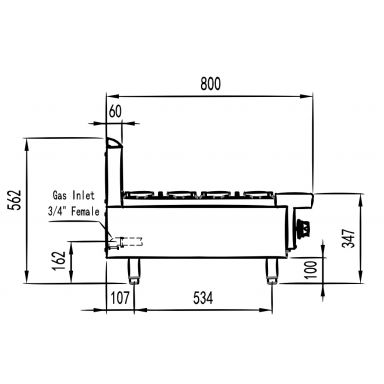 COOKRITE AT80G2B-C BENCHTOP GAS OPEN 2 BURNER