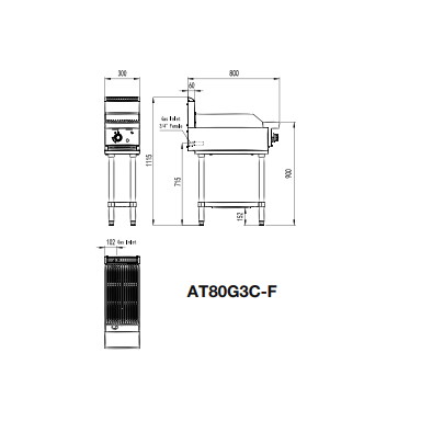 COOKRITE AT80G3C-F 300 MM GAS CHARG RILL