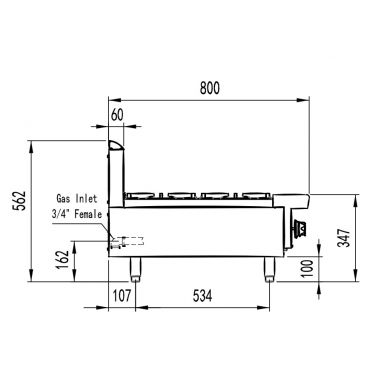 COOKRITE AT80G6B-C BENCHTOP GAS OPEN 6 BURNER