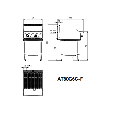 COOKRITE AT80G6C-F 600 MM GAS CHARG RILL